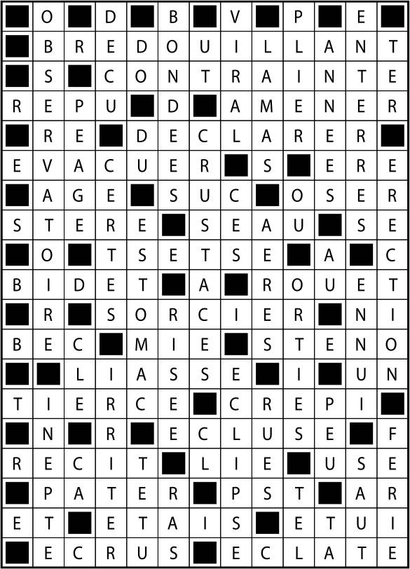 Solutions des mots fléchés du précédent numéro