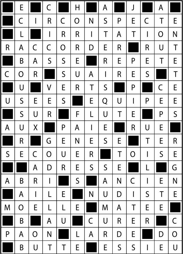 Solutions des mots fléchés du précédent numéro