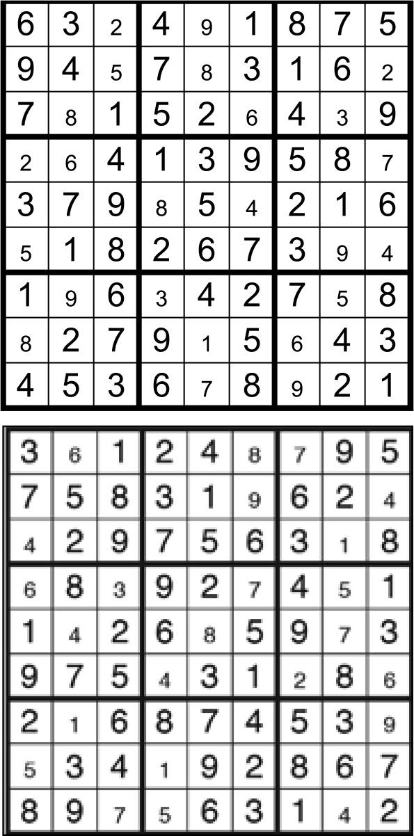 Solutions des sudokus du précédent numéro