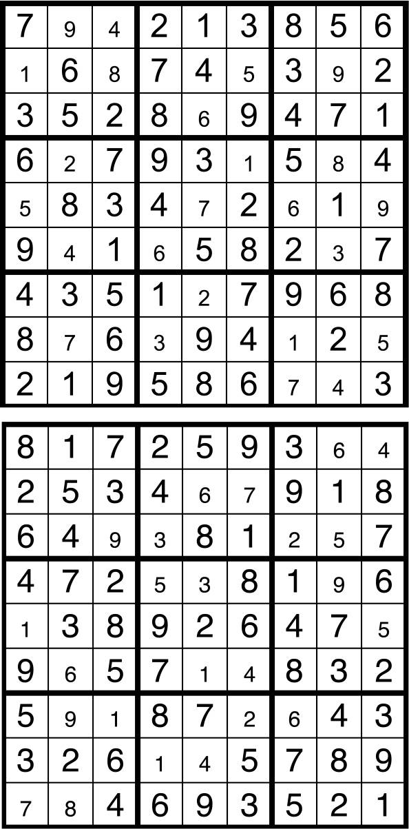 Solutions des sudokus du précédent numéro