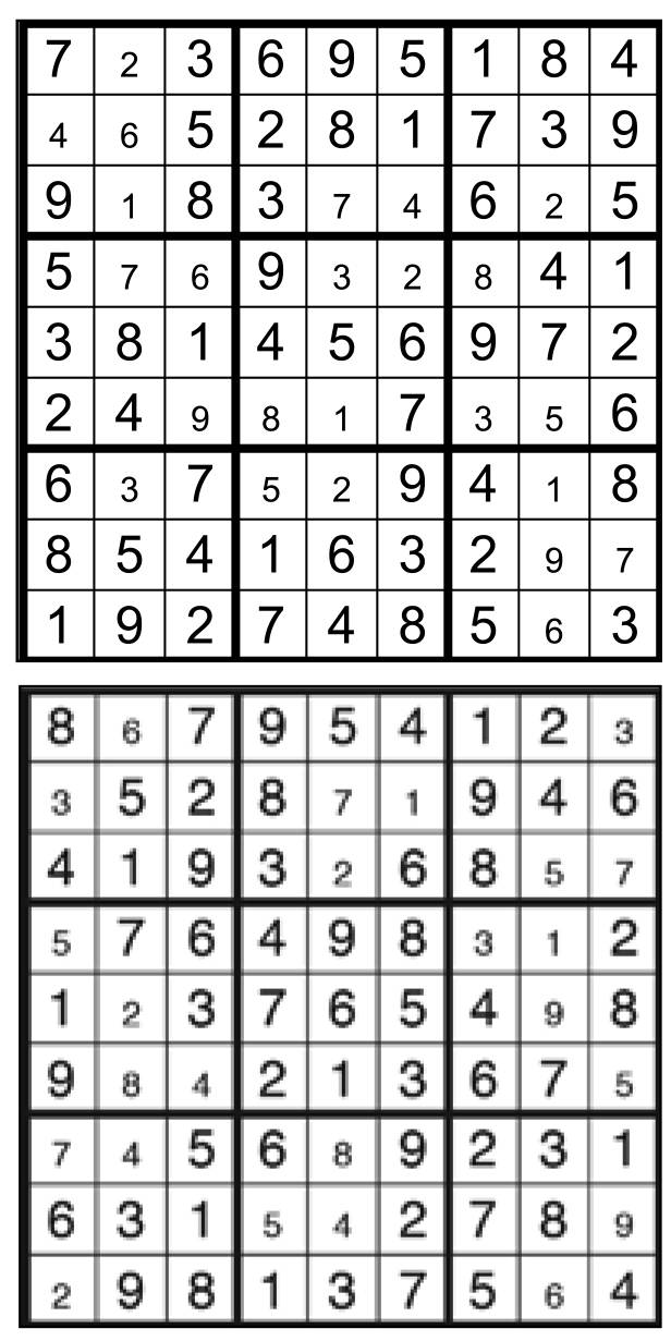 Solutions des sudokus du précédent numéro