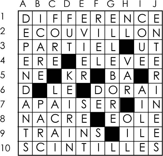 Solutions des mots croisés du précédent numéro
