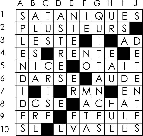 Solutions des mots croisés du précédent numéro
