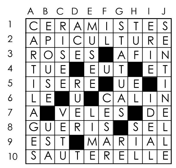 Solutions des mots croisés du précédent numéro