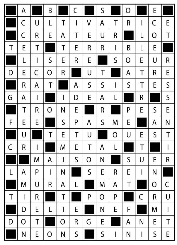 Solutions des mots fléchés du précédent numéro