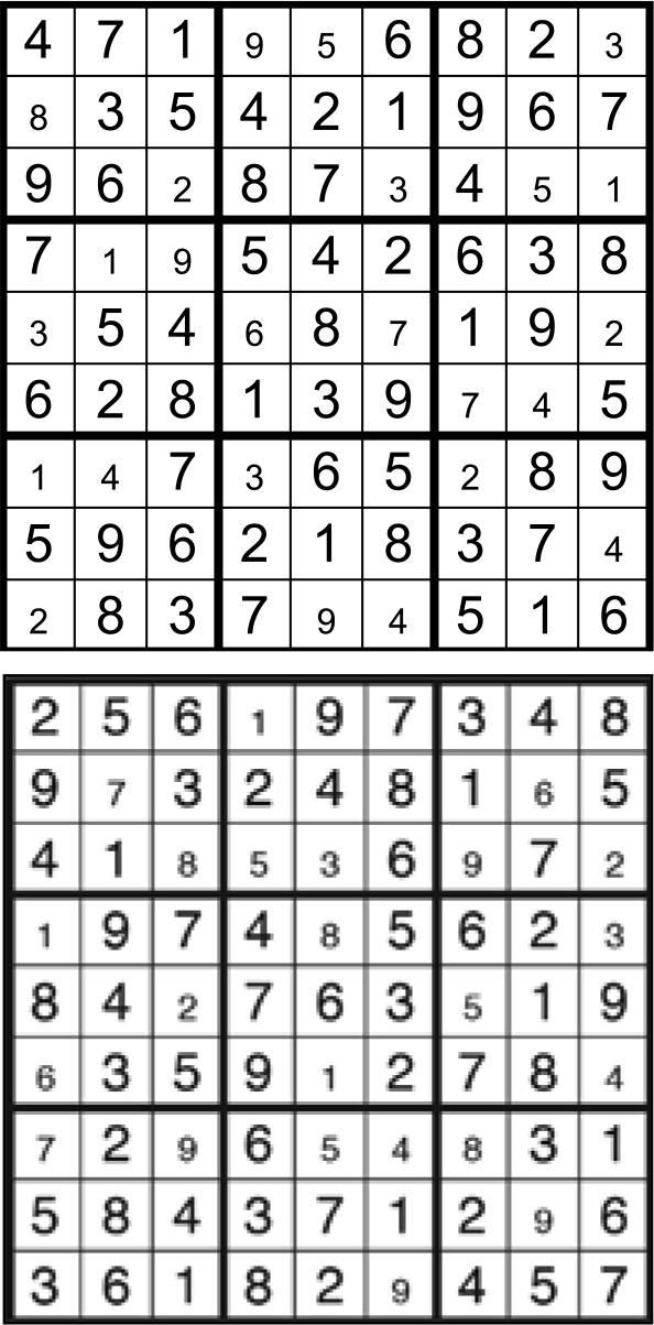 Solutions des sudokus du précédent numéro