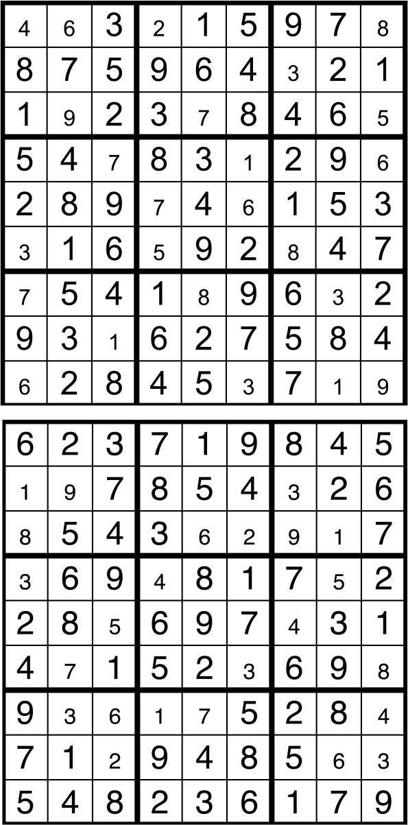 Solutions des sudokus du précédent numéro