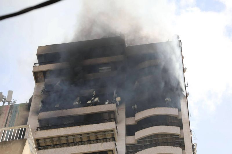 Fire breaks out on top floors of residential building in Beirut