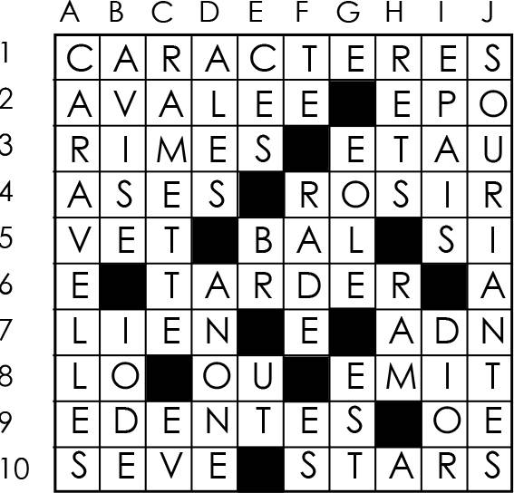 Solutions des mots croisés du précédent numéro