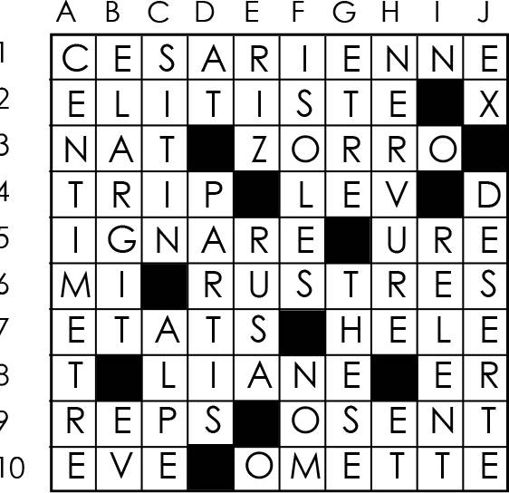 Solutions des mots croisés du précédent numéro
