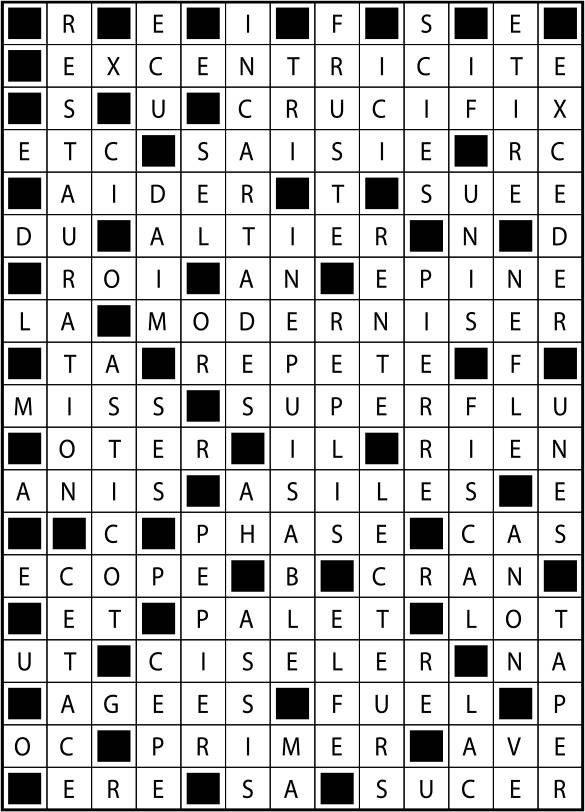 Solutions des mots fléchés du précédent numéro