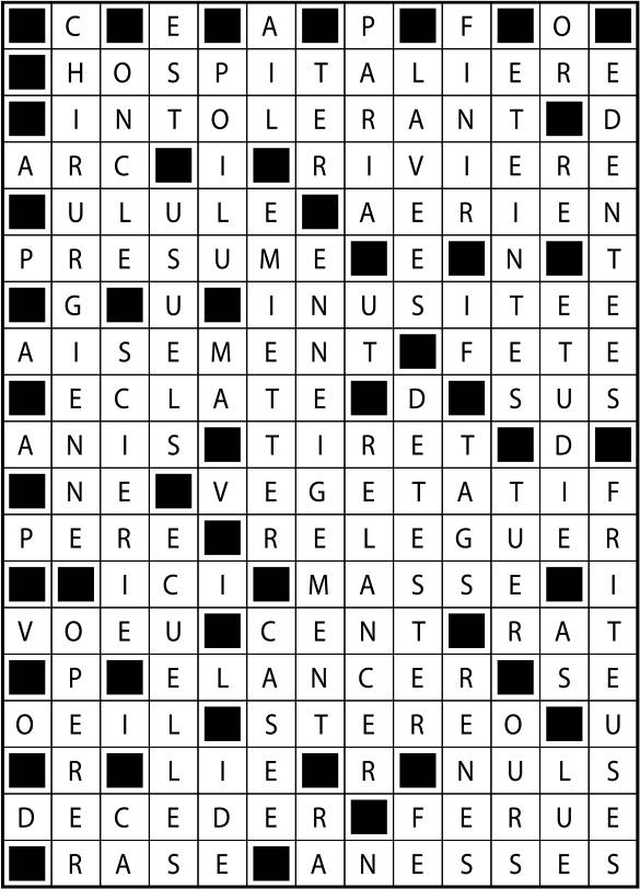 Solutions des mots fléchés du précédent numéro