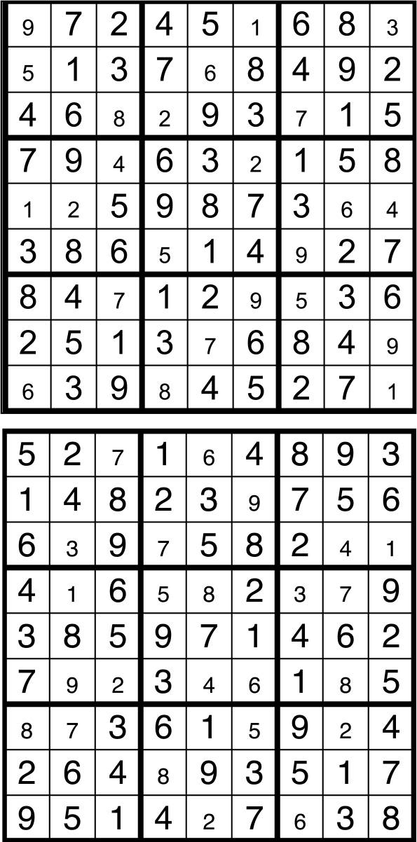 Solutions des sudokus du précédent numéro