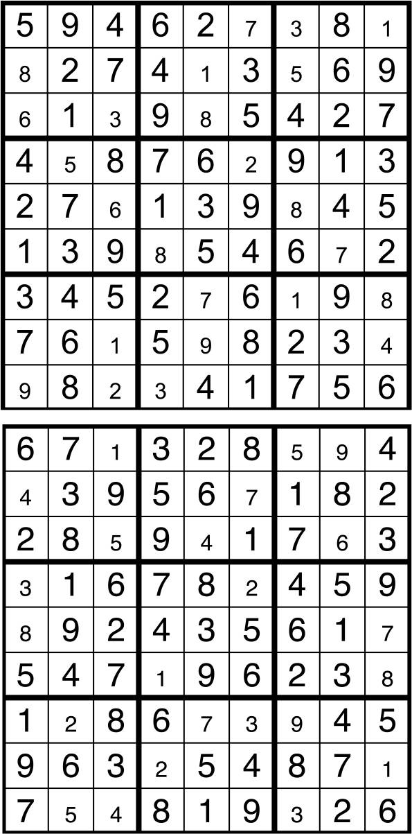 Solutions des sudokus du précédent numéro