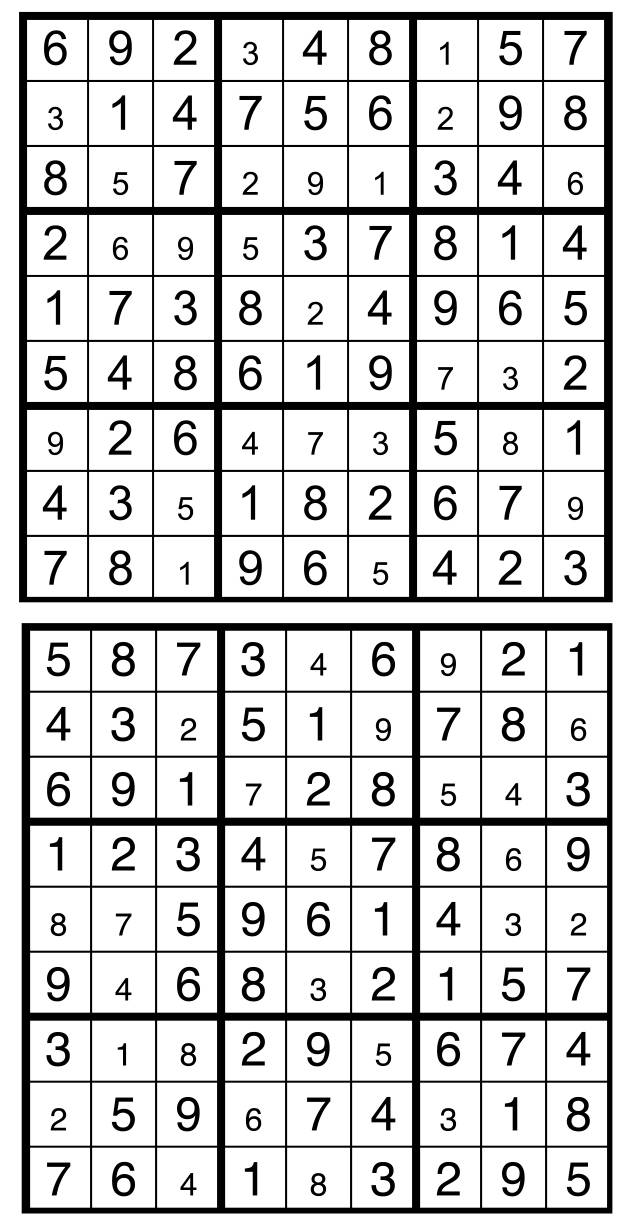 Solutions des sudokus du précédent numéro