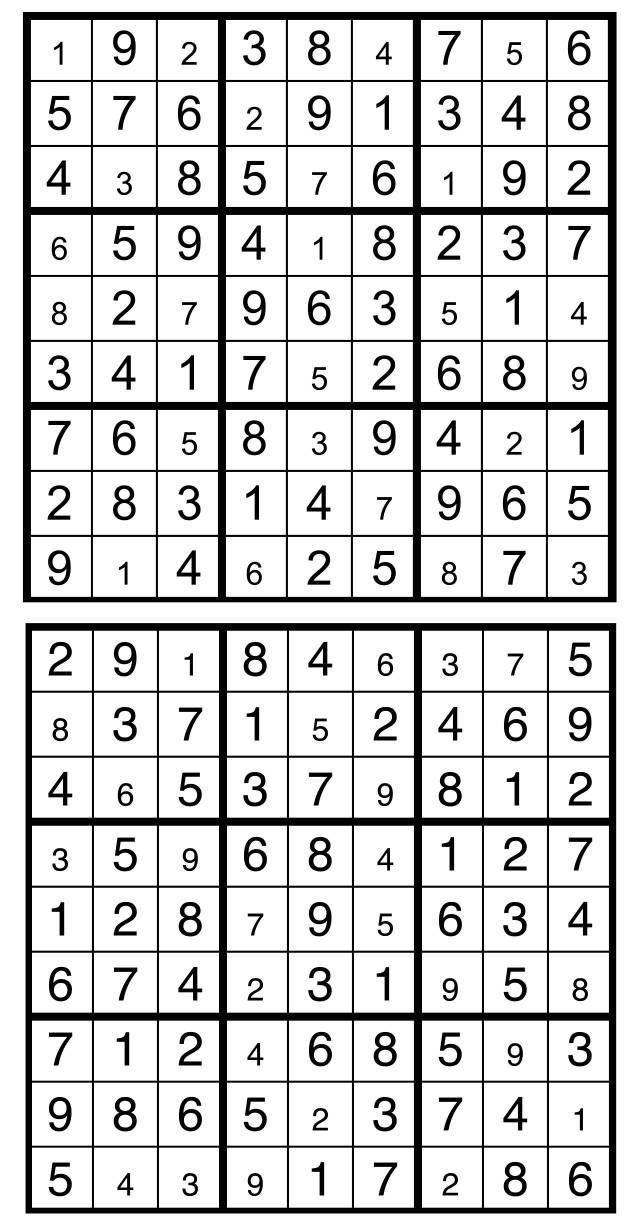 Solutions des sudokus du précédent numéro