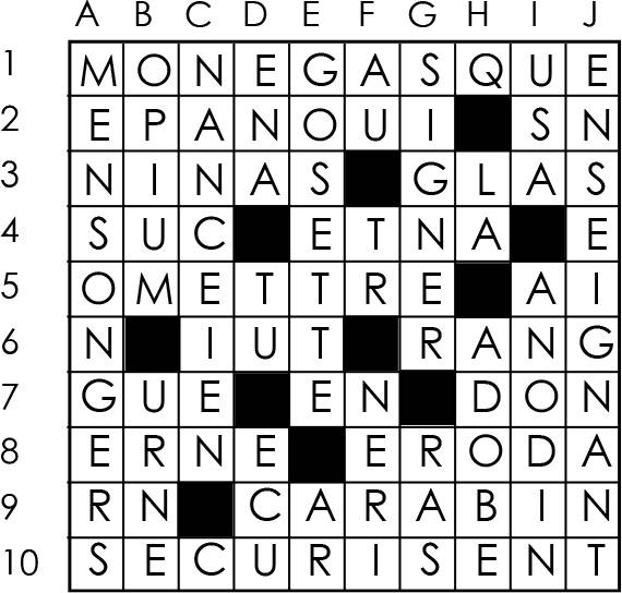 Solutions des mots croisés du précédent numéro