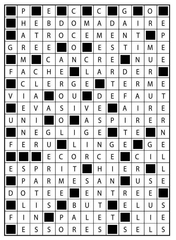 Solutions des mots fléchés du précédent numéro