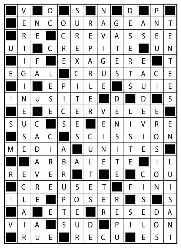 Solutions des mots fléchés du précédent numéro