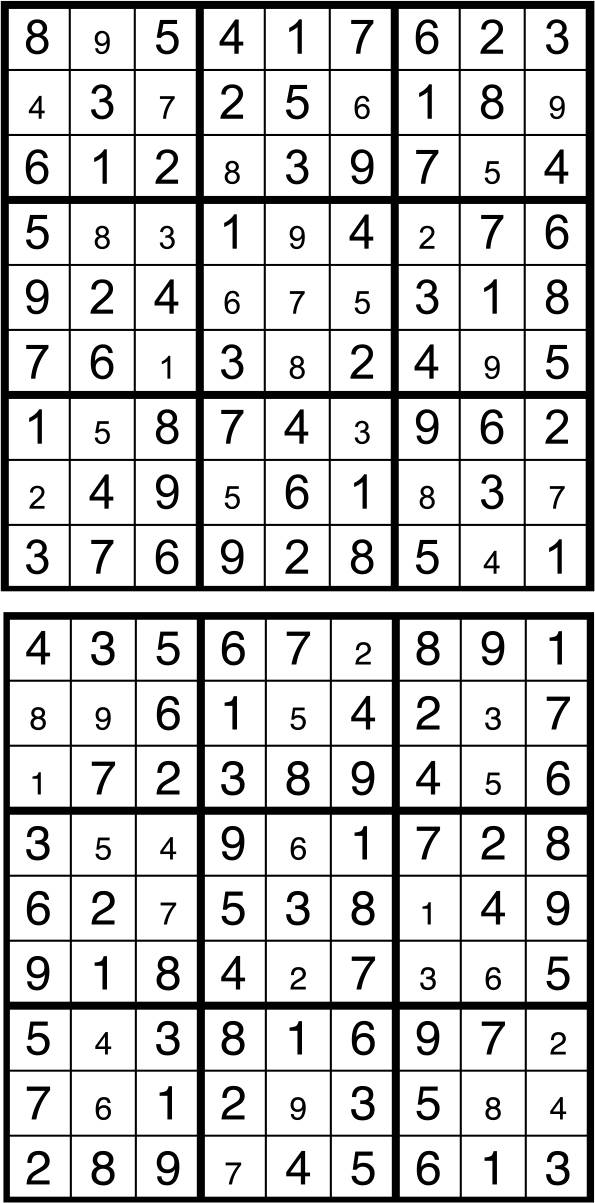 Solutions des sudokus du précédent numéro