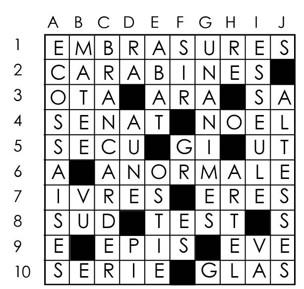 Solutions des mots croisés du précédent numéro