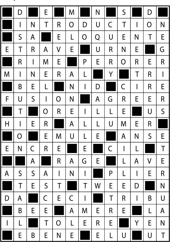 Solutions des mots fléchés du précédent numéro