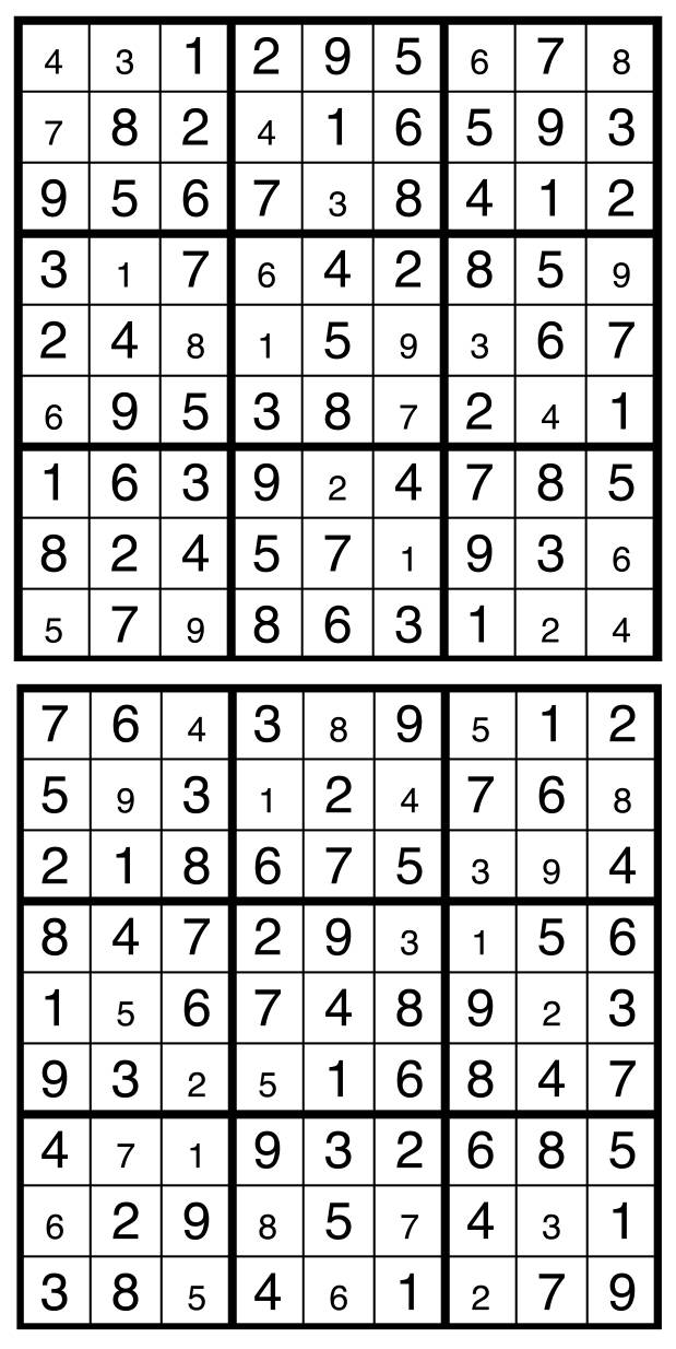 Solutions des sudokus du précédent numéro