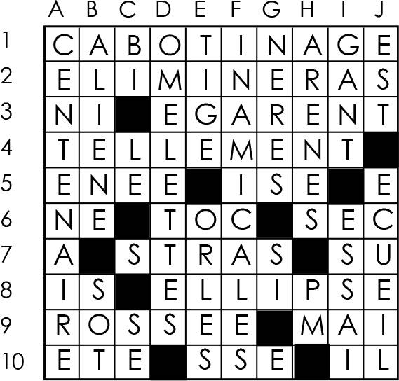 Solutions des mots croisés du précédent numéro