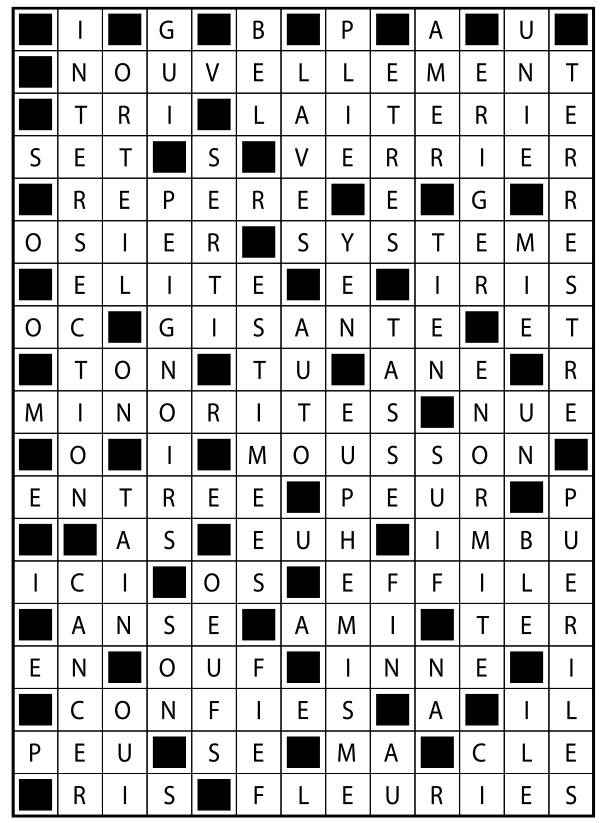 Solutions des mots fléchés du précédent numéro