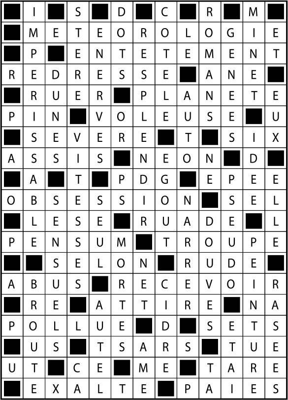 Solutions des mots fléchés du précédent numéro