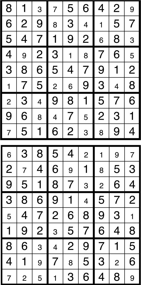 Solutions des sudokus du précédent numéro