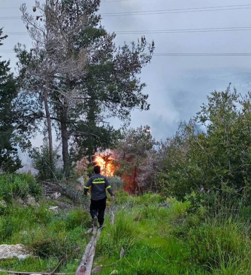 Civil defense fights ongoing wildfire in Chouf