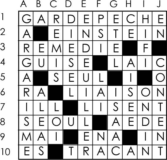 Solutions des mots croisés du précédent numéro