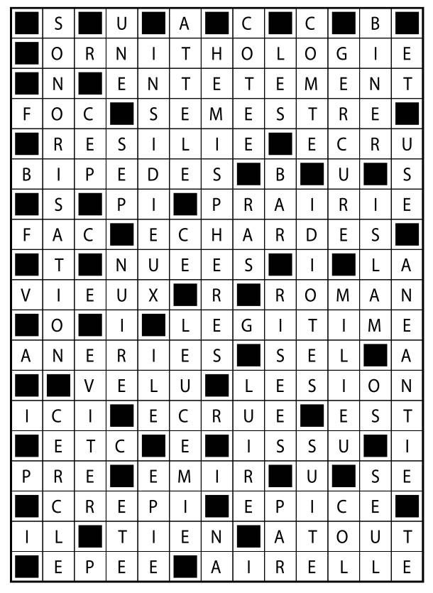 Solutions des mots fléchés du précédent numéro