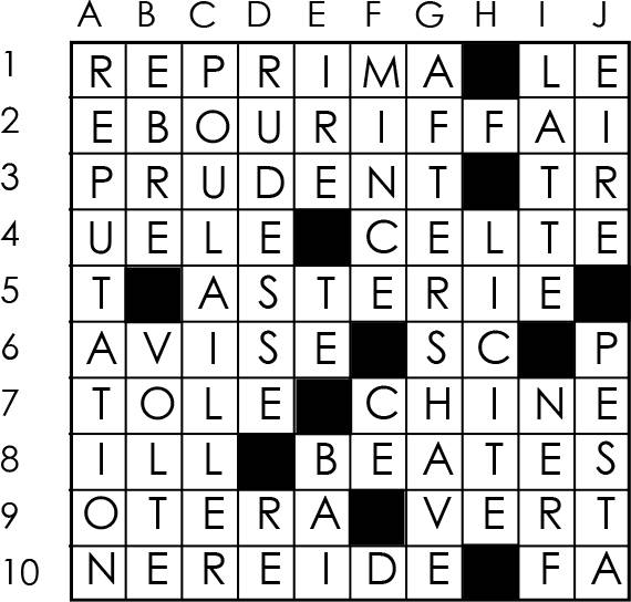 Solutions des mots croisés du précédent numéro