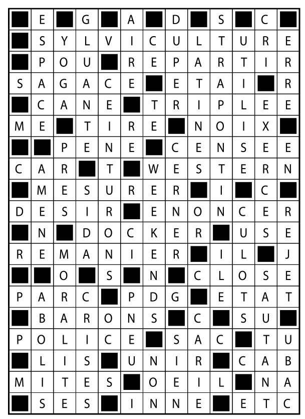 Solutions des mots fléchés du précédent numéro