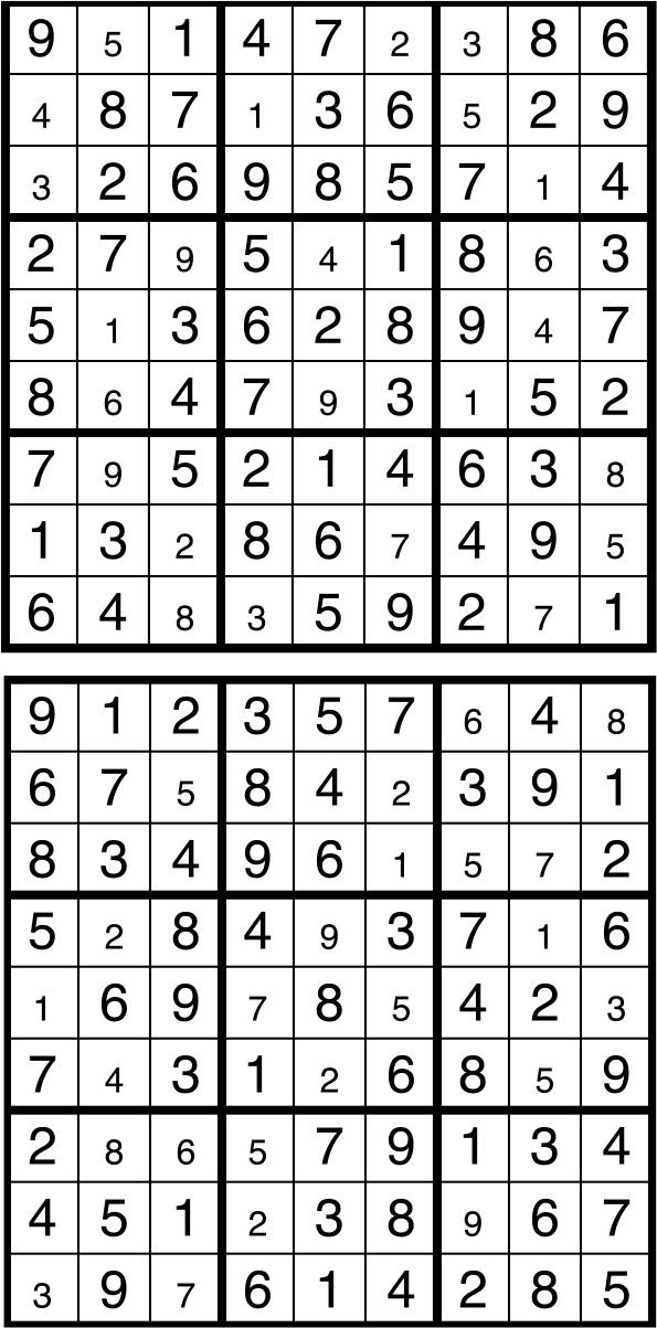 Solutions des sudokus du précédent numéro