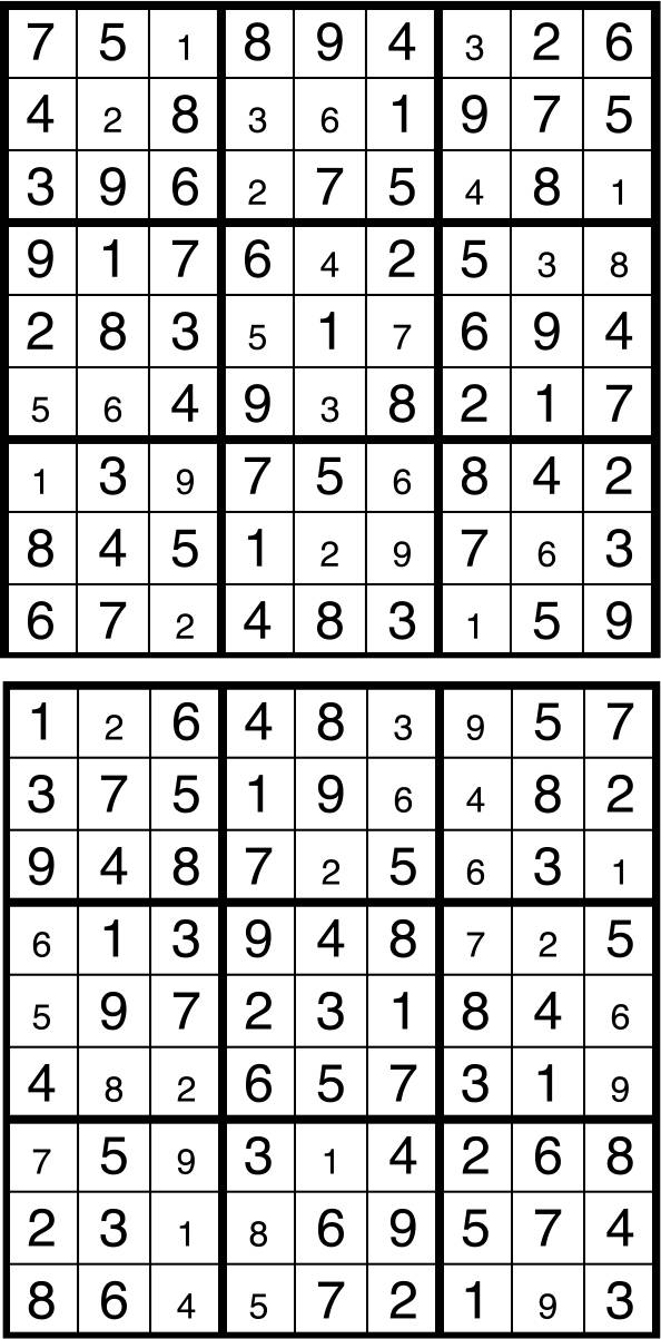 Solutions des sudokus du précédent numéro