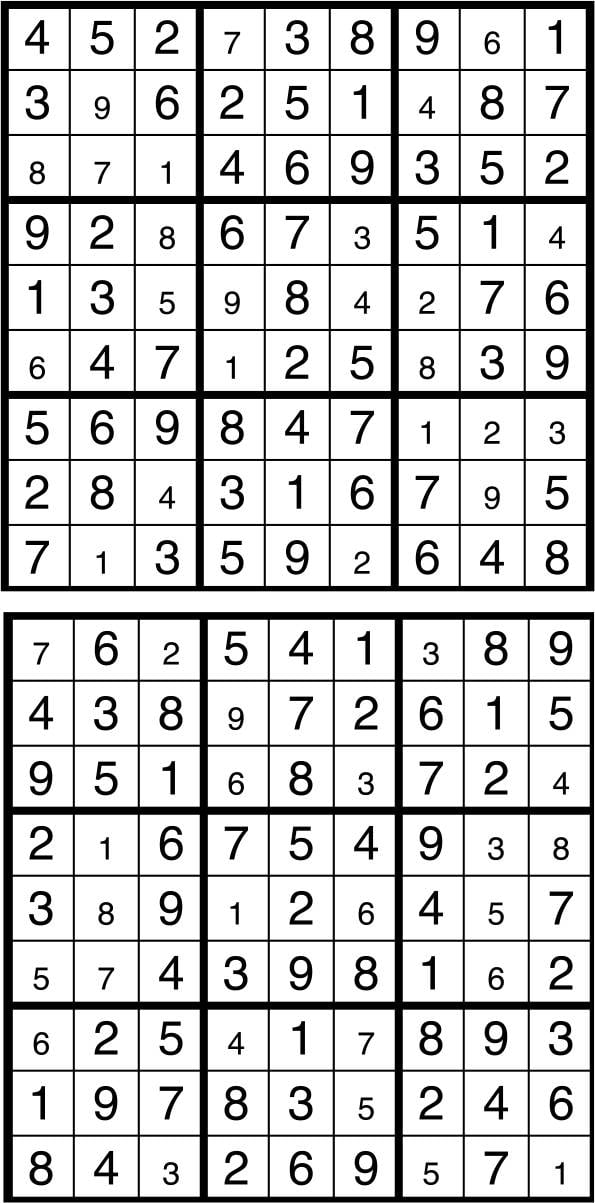 Solutions des sudokus du précédent numéro