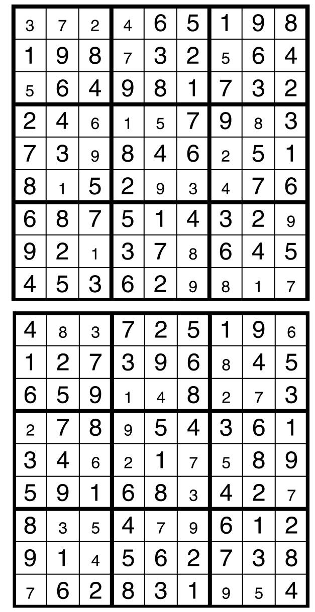 Solutions des sudokus du précédent numéro