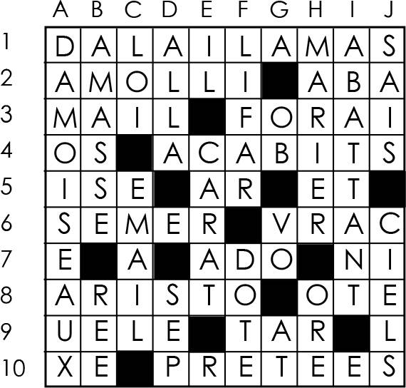 Solutions des mots croisés du précédent numéro