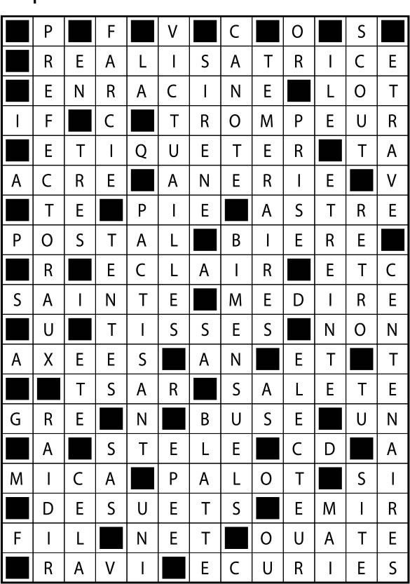 Solutions des mots fléchés du précédent numéro