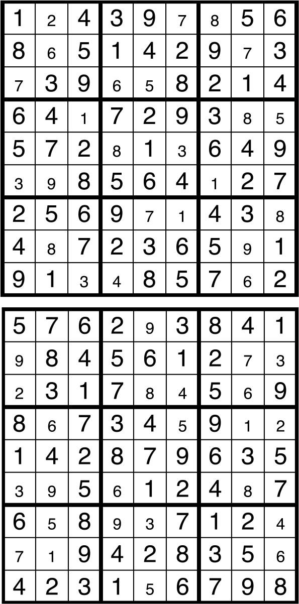 Solutions des sudokus du précédent numéro