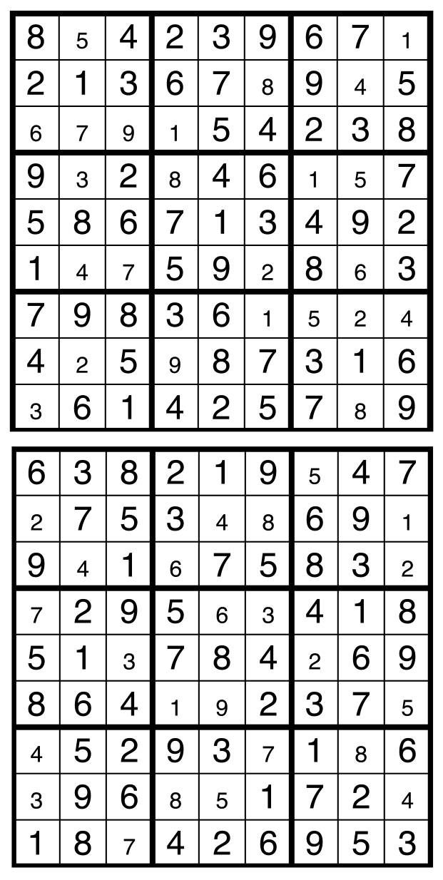 Solutions des sudokus du précédent numéro