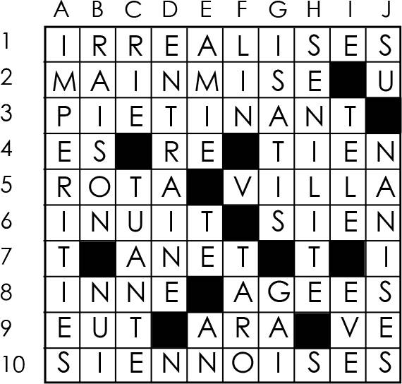 Solutions des mots croisés du précédent numéro