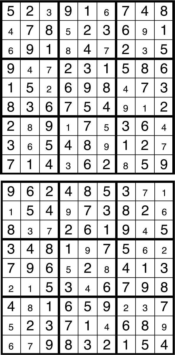 Solutions des sudokus du précédent numéro