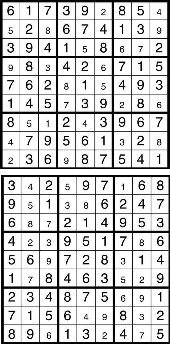 Solutions des sudokus du précédent numéro