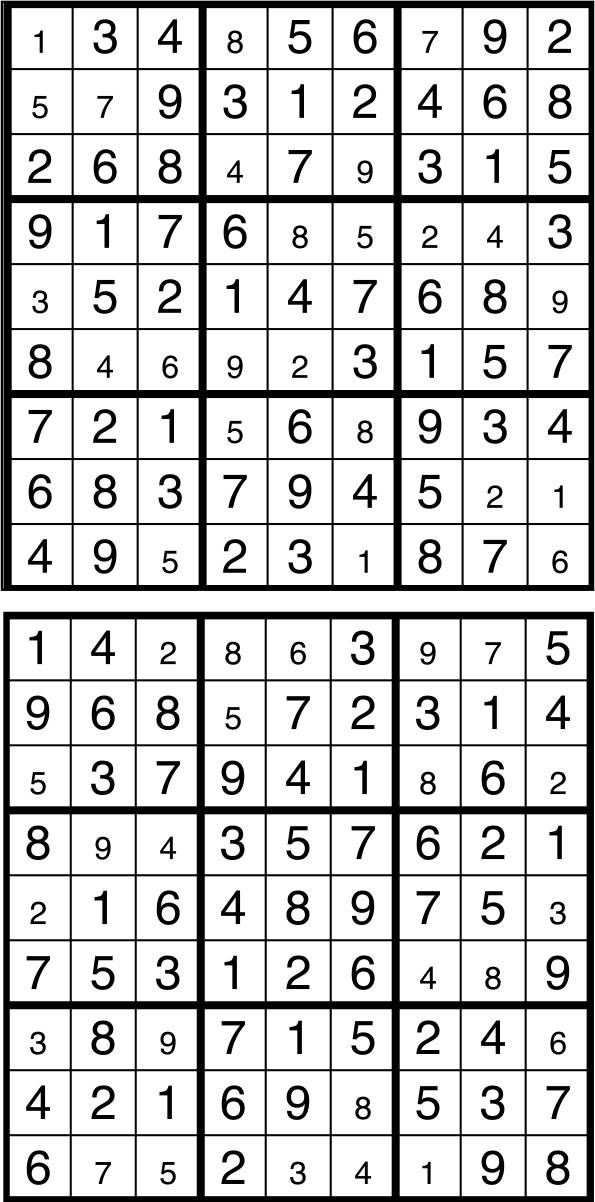 Solutions des sudokus du précédent numéro