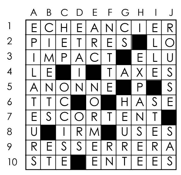 Solutions des mots croisés du précédent numéro