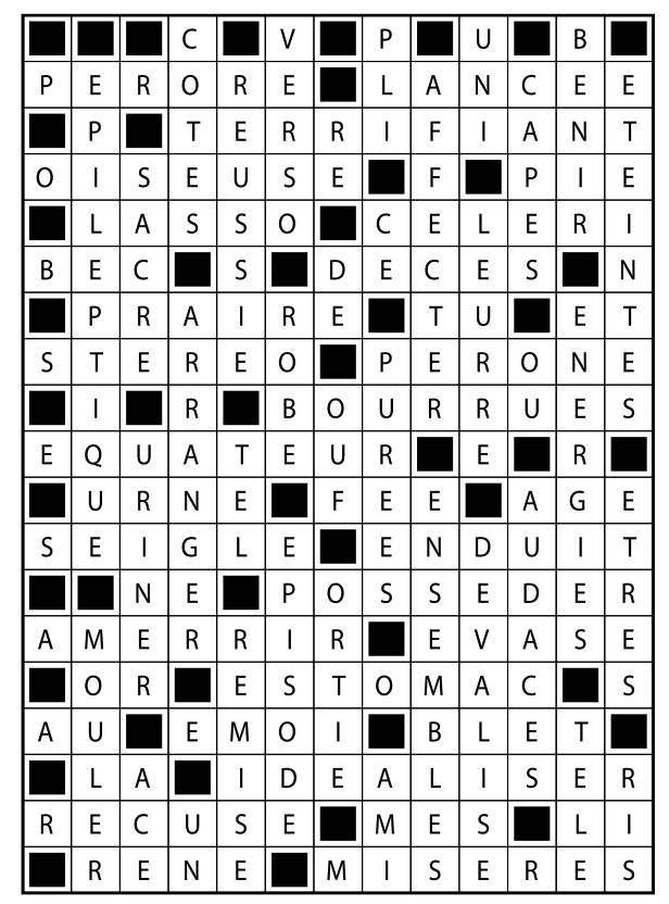 Solutions des mots fléchés du précédent numéro